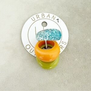 NWT Urban Outfitters Green Orange Blue Urban Roxy Resin Ring Set, Size 7
